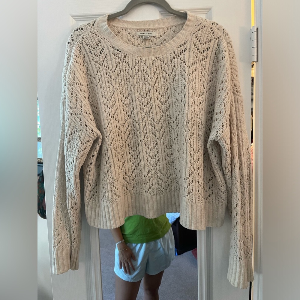 American Eagle Outfitters Cream Knit Sweater